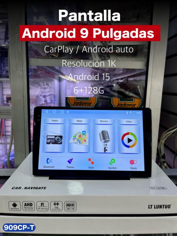 909 CPT  LUNTUO PANTALLA 9”  ANDROID 15 CAR PLAY  ANDROD AUTO 6+128GB